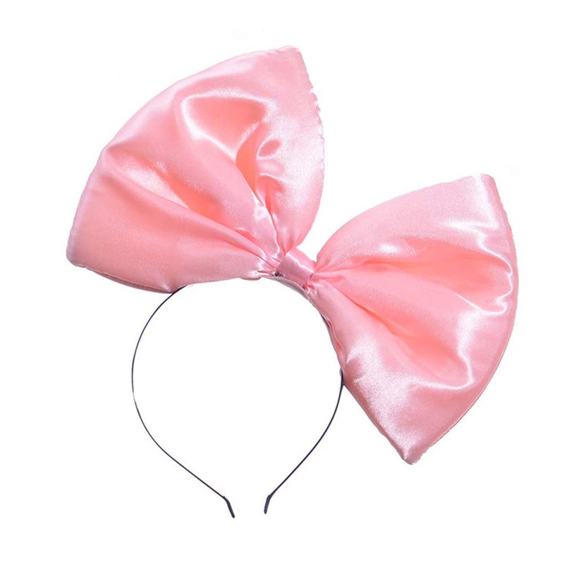 WLBON Bow Headband, Pink Tone Big Bow Hairband, Hair Hoops Women Hairband, Party Decoration Headdress Cosplay Costume Headwear Handmade Headpiece Birthday Christmas Hair Accessories 1 Pack - Image 5